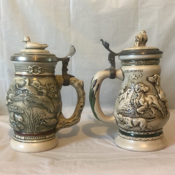 Ducks & hunting dogs Avon beer steins in very good condition- patina on… - Picture 5 of 13